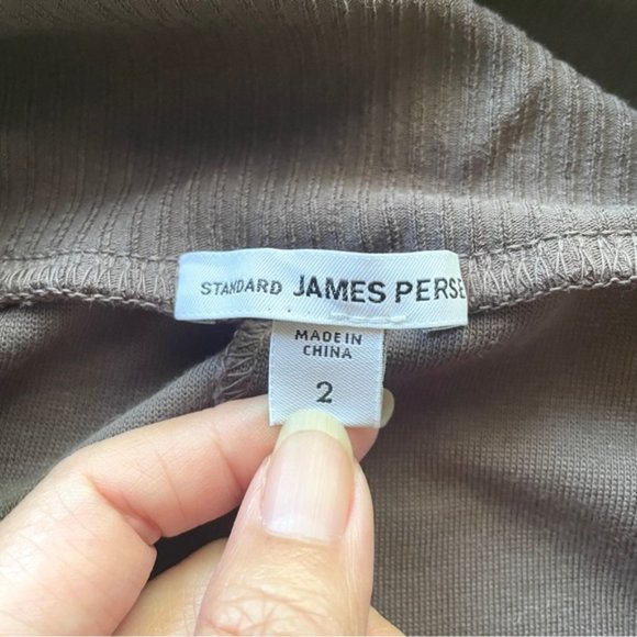 James Perse Brown Cotton Stretch Knit Fold Waistband Pull-on Midi Skirt  - 2/M - Picture 5 of 10
